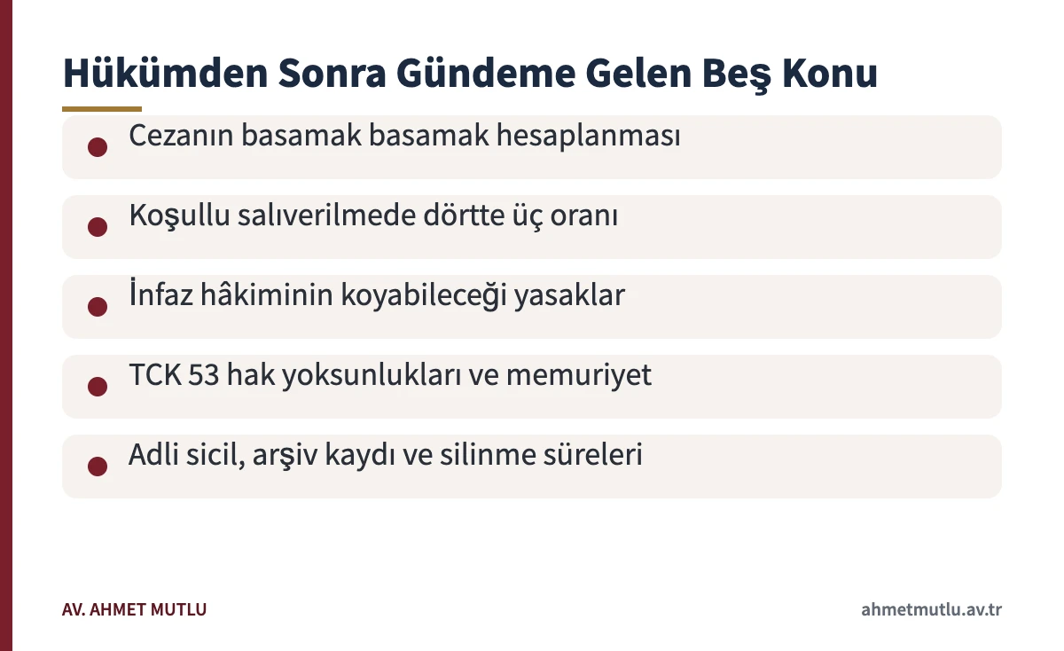 Sarkıntılık düzeyinde istismar mahkûmiyetinden sonra ceza, infaz, hak yoksunluğu ve sicil konularını gösteren kart
