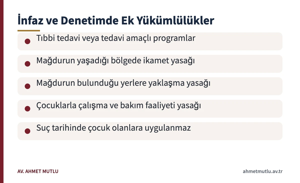 5275 sayılı Kanun 108/9 uyarınca cinsel suç hükümlülerine uygulanabilecek yükümlülükler kartı