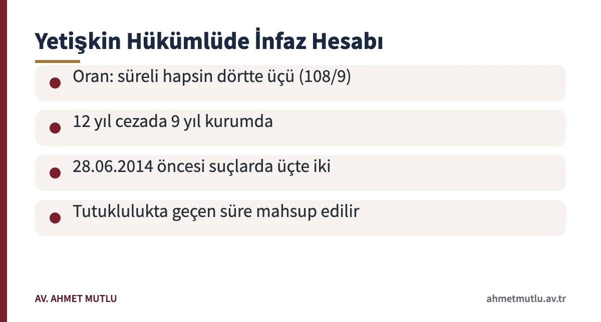 Çocukların cinsel istismarından mahkûm yetişkinde koşullu salıverilme hesabı örneği