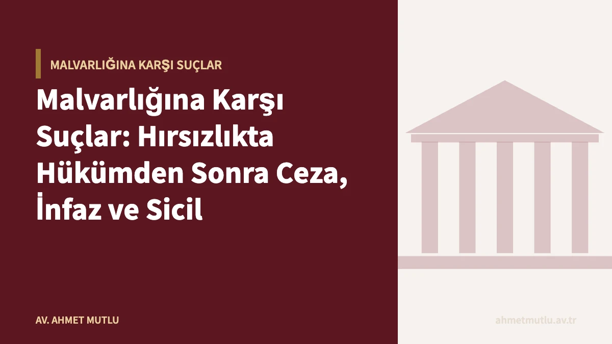 Malvarlığına Karşı Suçlar: Hırsızlıkta Hükümden Sonra Ceza, İnfaz ve Sicil