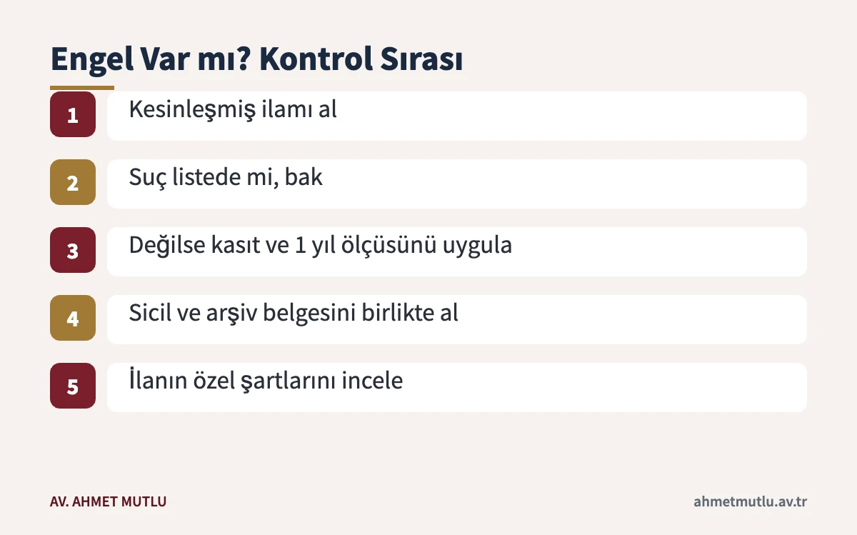 Bir mahkûmiyetin memurluğa engel olup olmadığını kontrol etme adımları