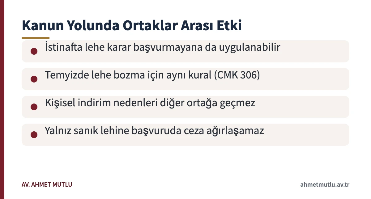Suç ortaklarından birinin kanun yoluna başvurusunun diğer sanıklara etkisini anlatan kart